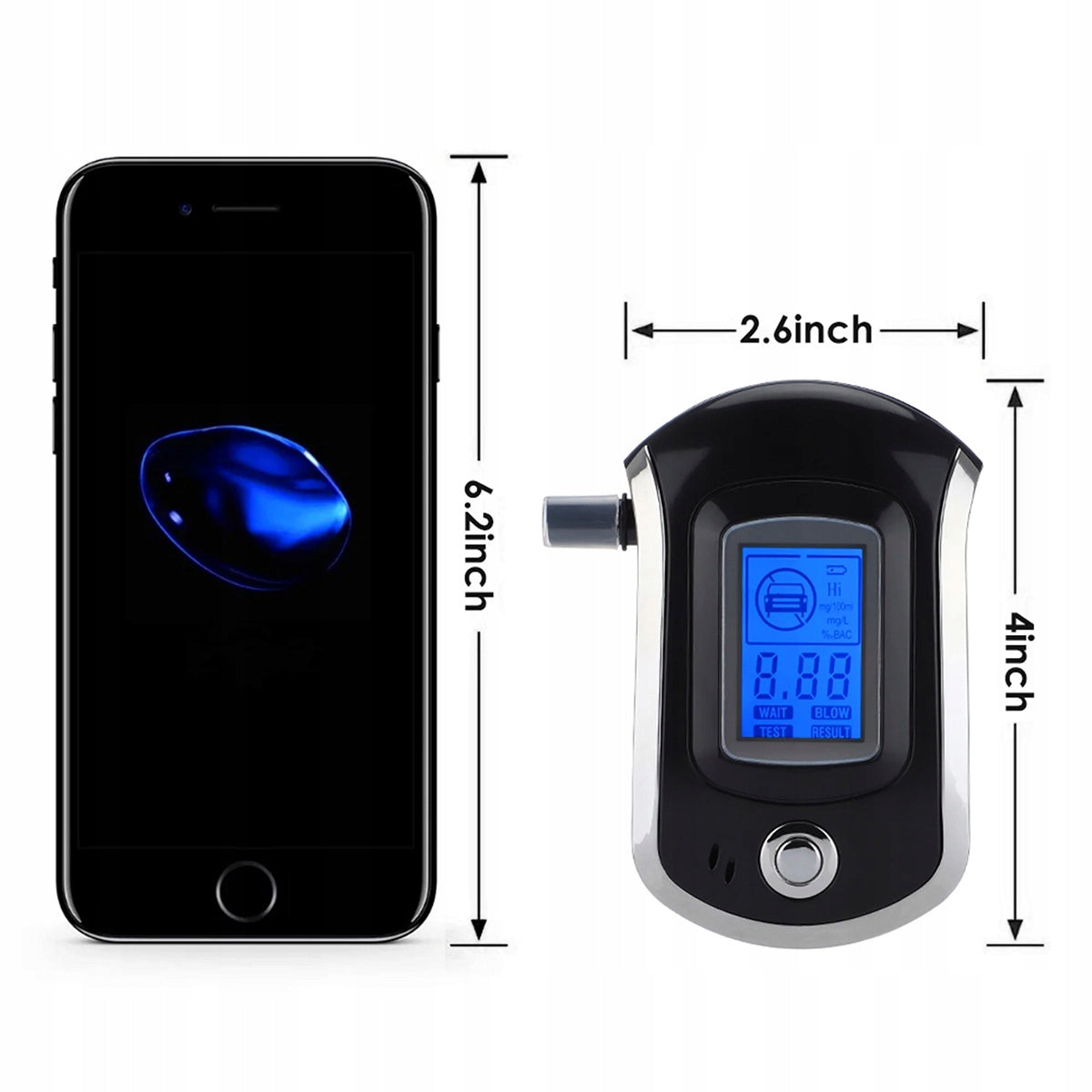 BREATHALYZER PROFESSIONAL CASE CALIBRATION 20 MOUTHPIECES ACCURACY AS POLICE Batteries included yes