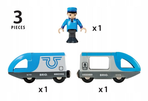 BRIO Queue Battery Operated Passenger Train Locomotive + Figurine 33506 Brand Brio