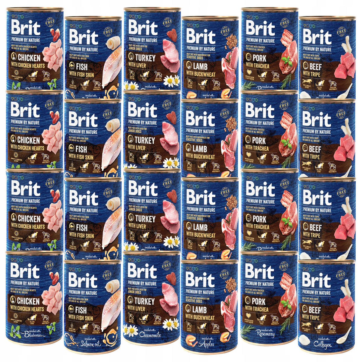 BRIT BY NATURE Wet dog food mix of flavors 24 x 400g