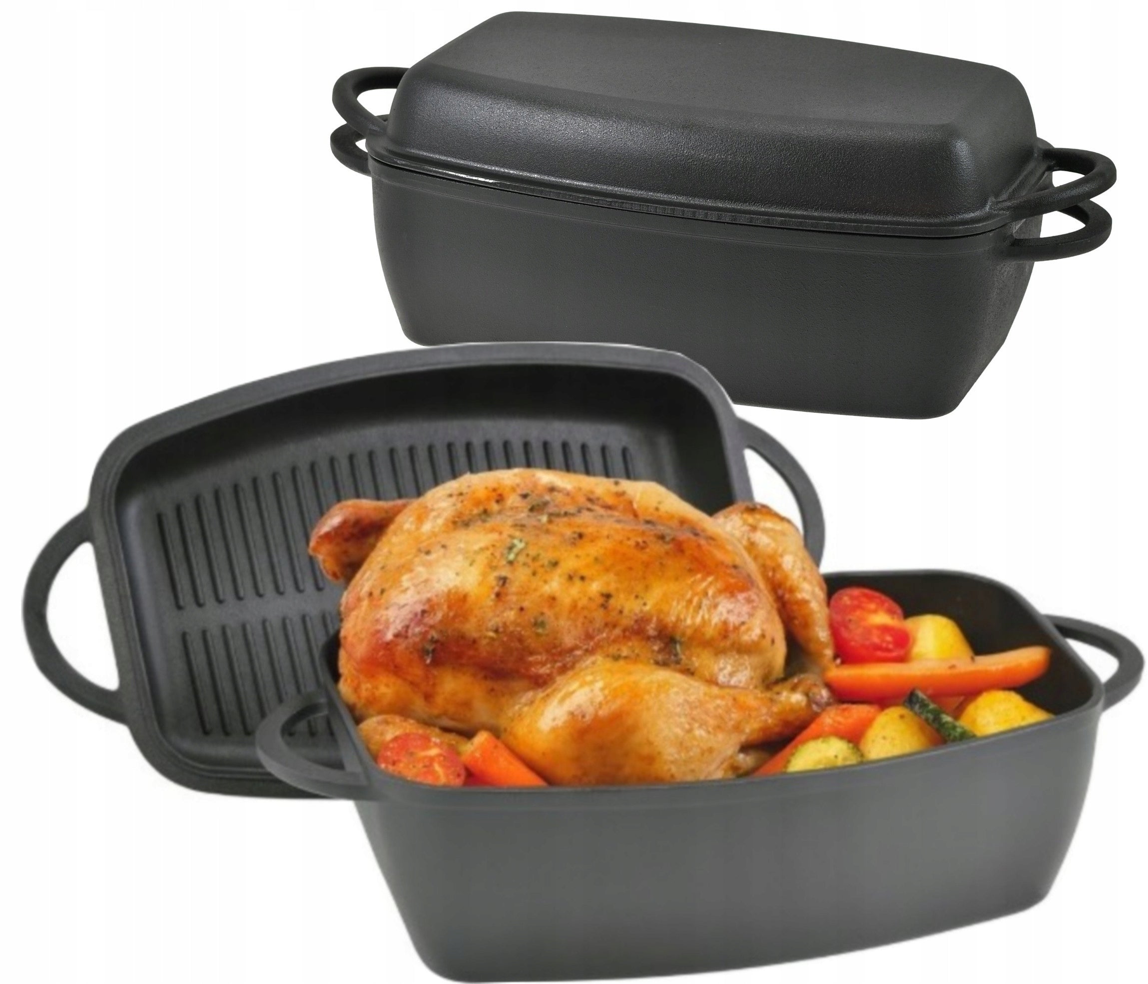 BRITTANY 3,8 L CAST IRON Deep with Grill Cover INDUCTION GAS OVEN