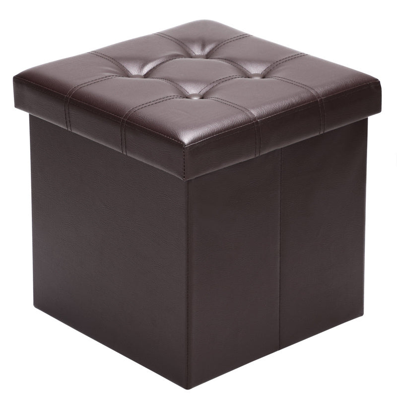 BROWN FOLDING POUF TRUNK SEAT STORAGE BENCH