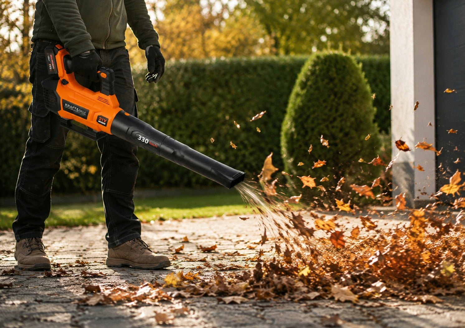 BRUSHLESS CORDLESS BLOWER FOR GRASS LEAVES 330KM/H 2 AKU x 4Ah Packaging status original