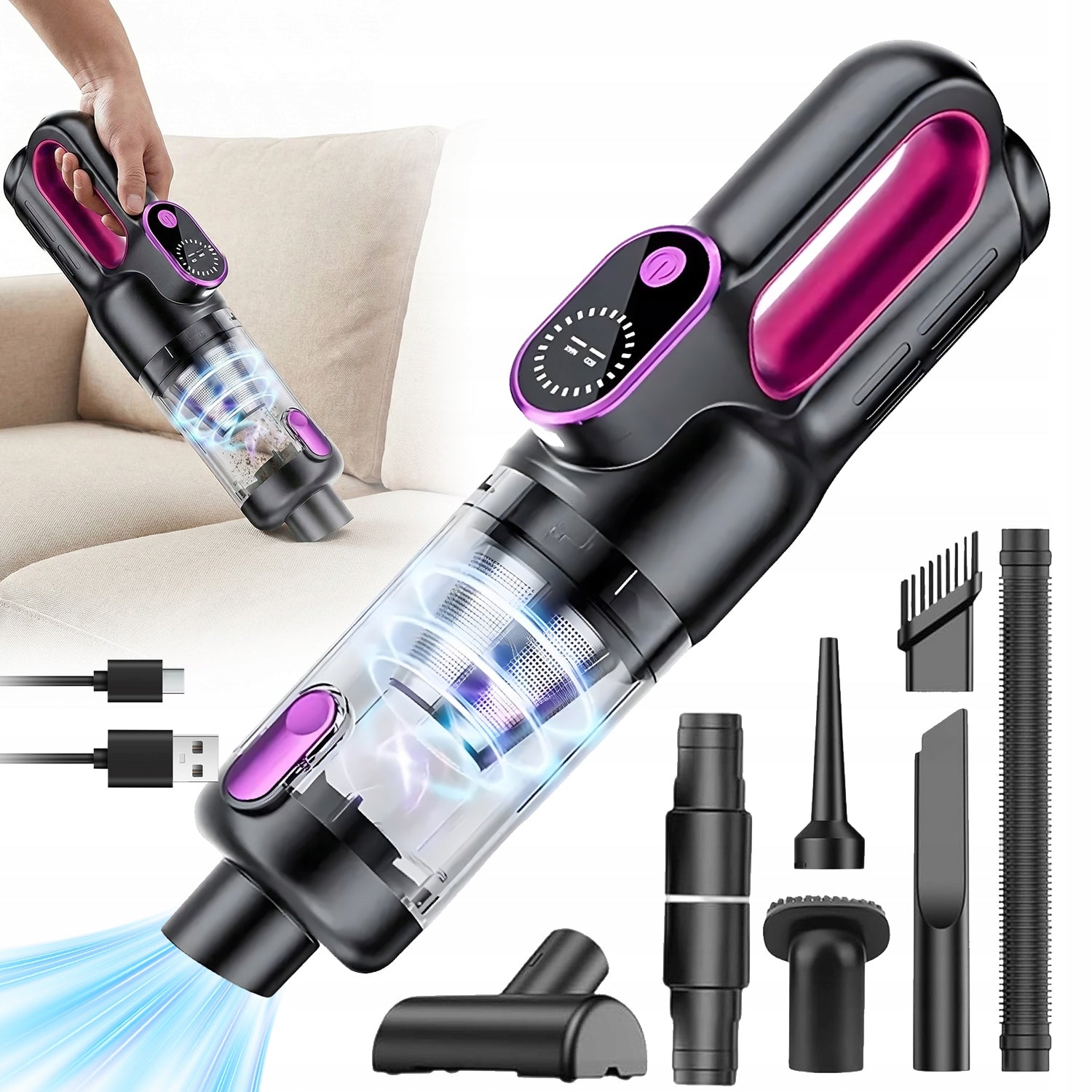 BRUSHLESS CORDLESS HANDHELD LED VACUUM CLEANER FOR CAR RV OFFICE