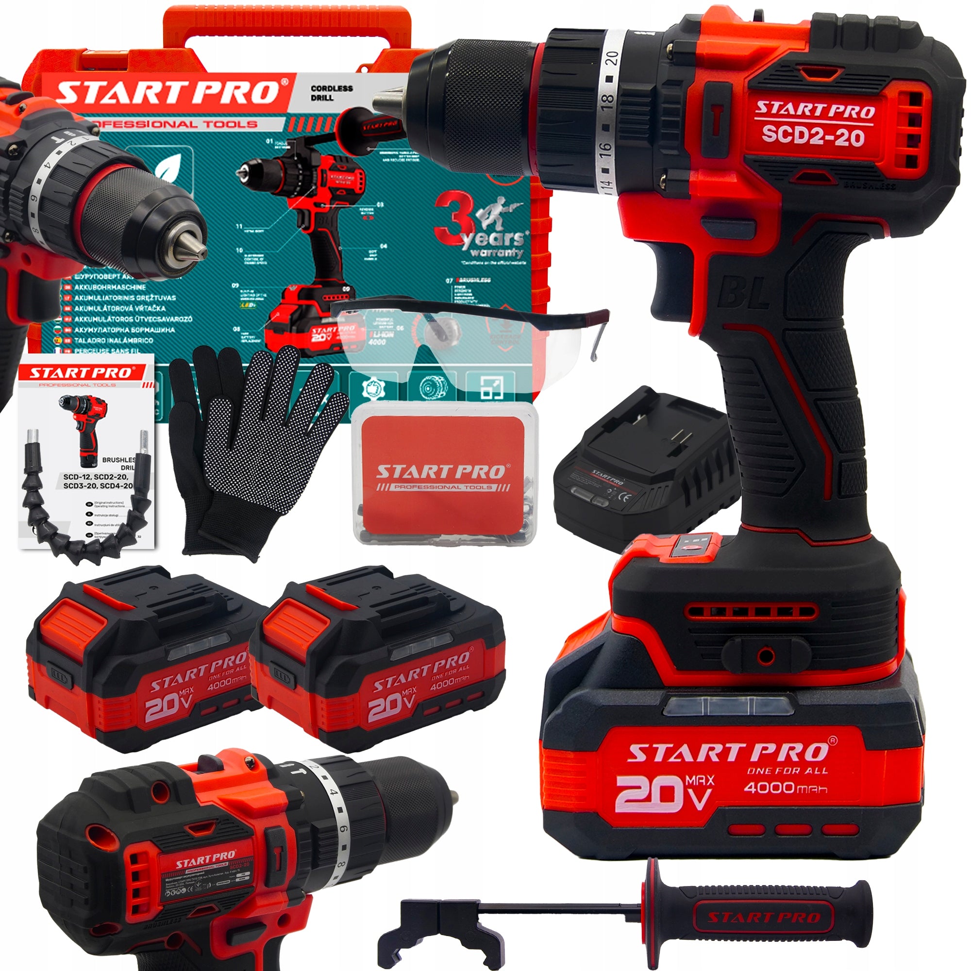 BRUSHLESS CORDLESS IMPACT DRILL 95N/m 2x4Ah+HANDLE