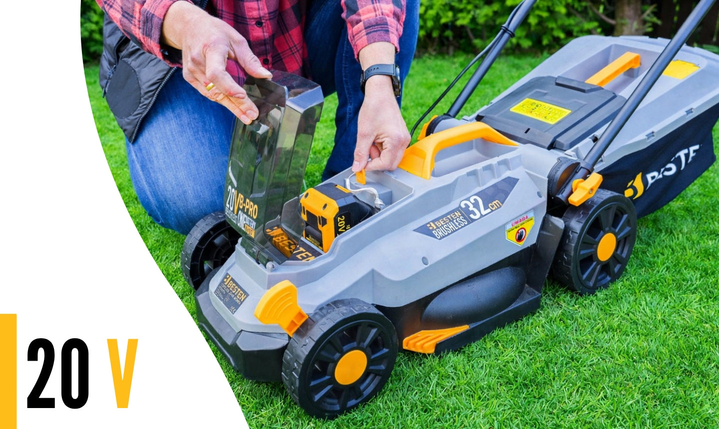 BRUSHLESS CORDLESS MOWER 32CM FOR GRASS 35L AKU 6AH STRONG BESTEN Model Kosiarka akumulatorowa 40V 32cm BESTEN BE0002907