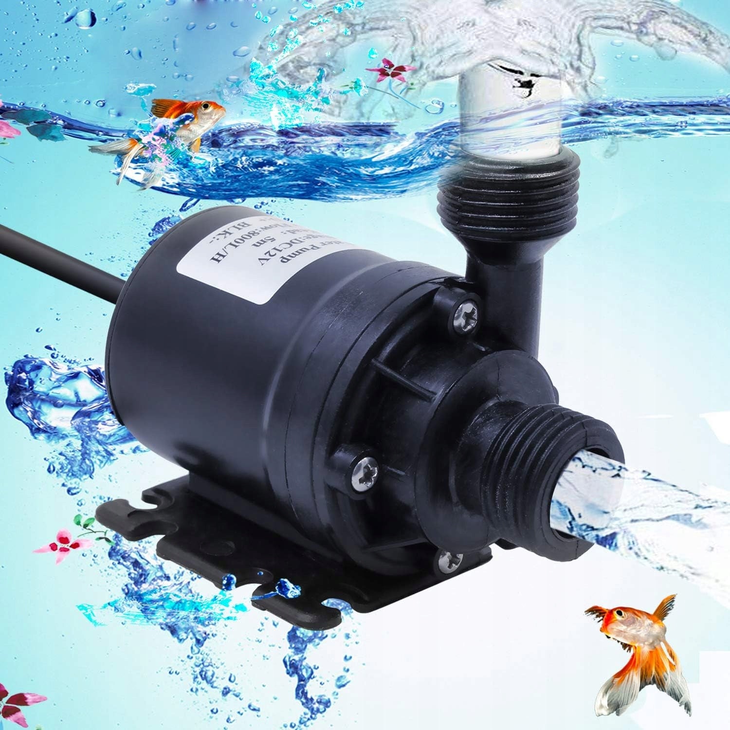 BRUSHLESS HEATED WATER PUMP 800L/H 5M DC 12V FOR FONTAIN BASE Product weight with unit packaging 0.24 kg