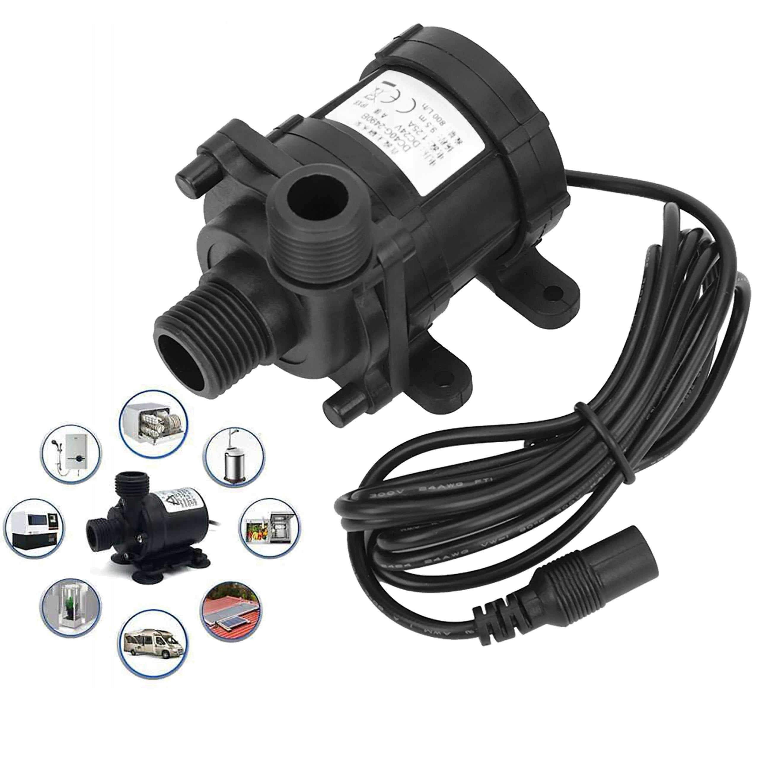 BRUSHLESS WATER PUMP 9*5*6.9CM DC24V 33W 750 L/H Pump capacity l/h 501 - 1000 l/h