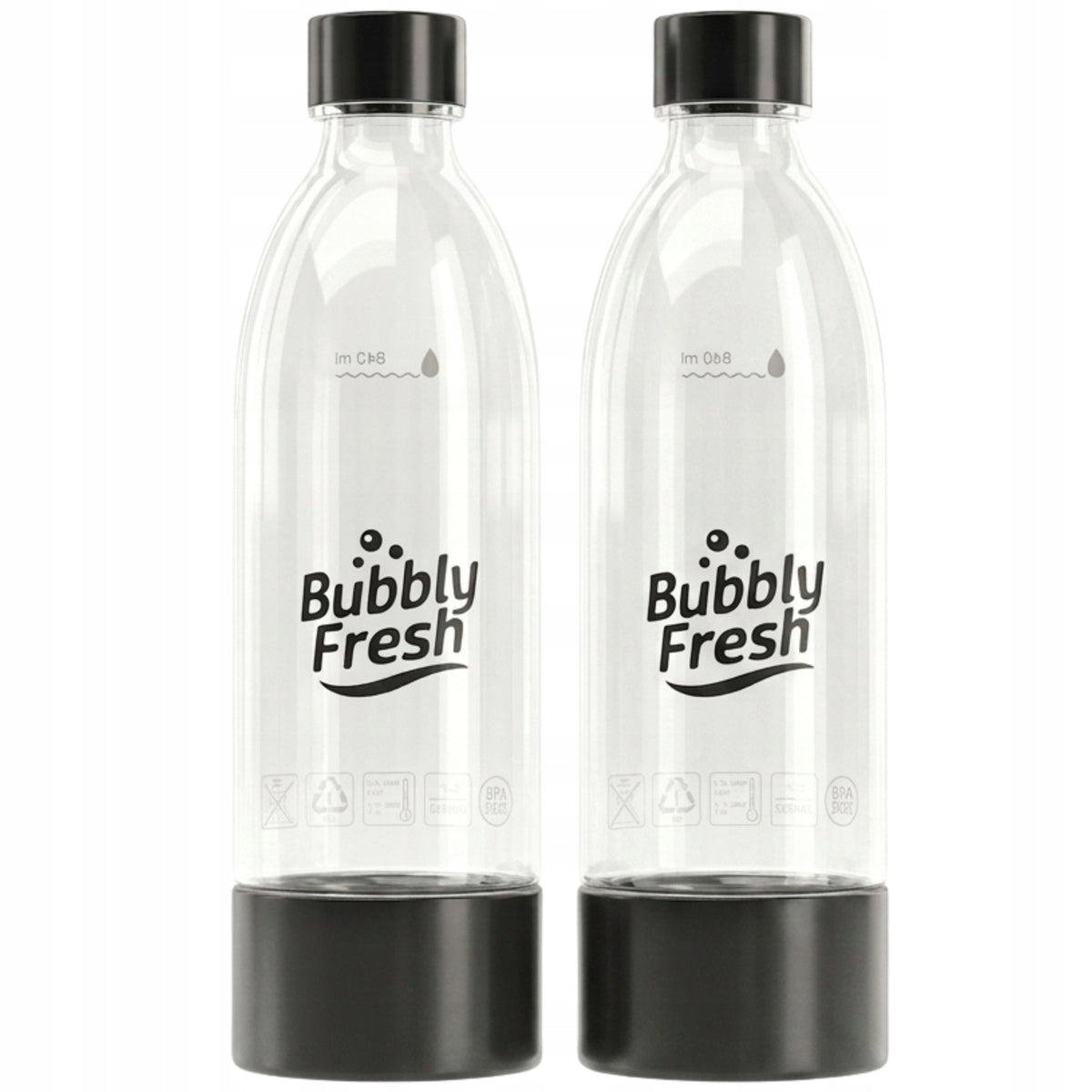 BUBBLYFRESH Bottles for Saturator Sodastream 2x Black 1L Wide