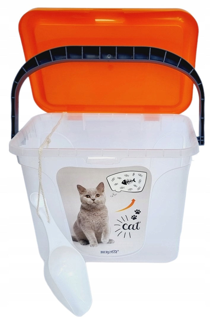 BUCKET BOX WITH COVER SCALE FOR DRY FOOD CAT LITTER SPATULA 6L
