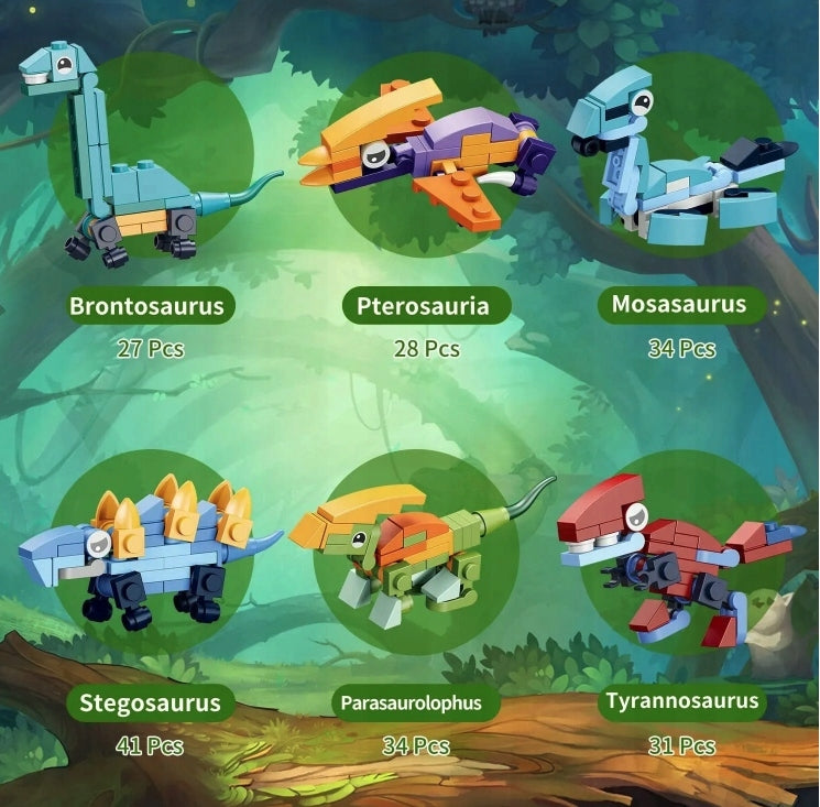 BUILDING BLOCKS 12in1 DINOSAURS DINO FUN ADVENT CALENDAR GIFT Brand Pan i Pani Gadżet
