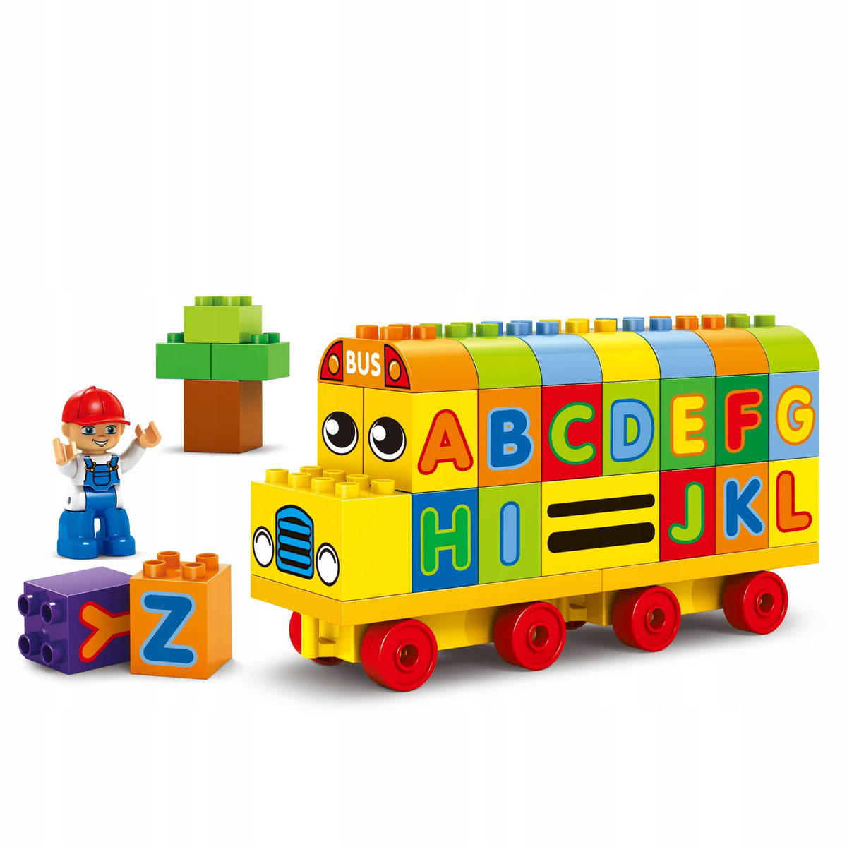 BUILDING BLOCKS EDUCATIONAL BUS VEHICLE 53 EL. FOR CHILDREN LETTERS Kind set