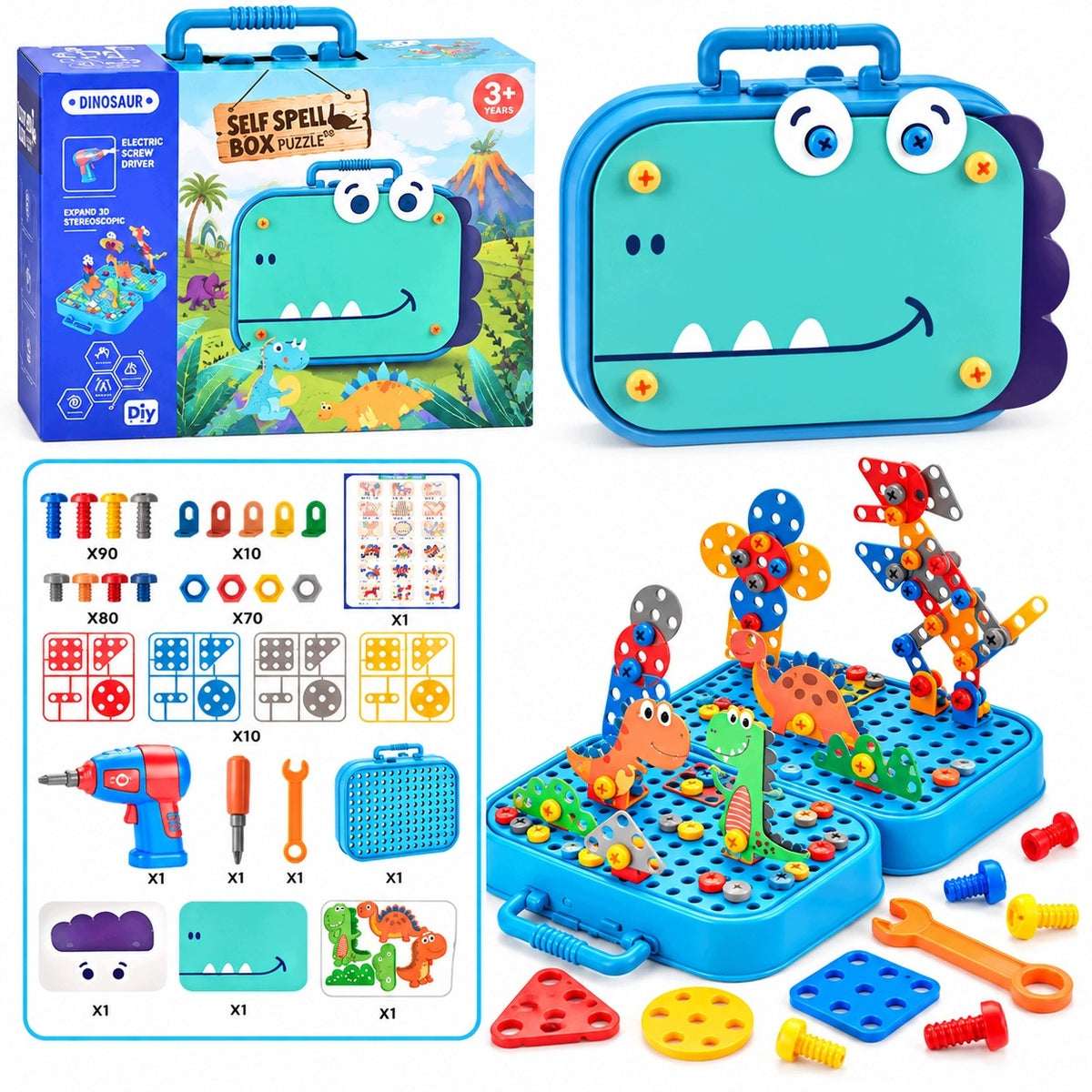 BUILDING BLOCKS EDUCATIONAL DINOSAUR 3D SUITCASE MONTESSORI Packaging status original