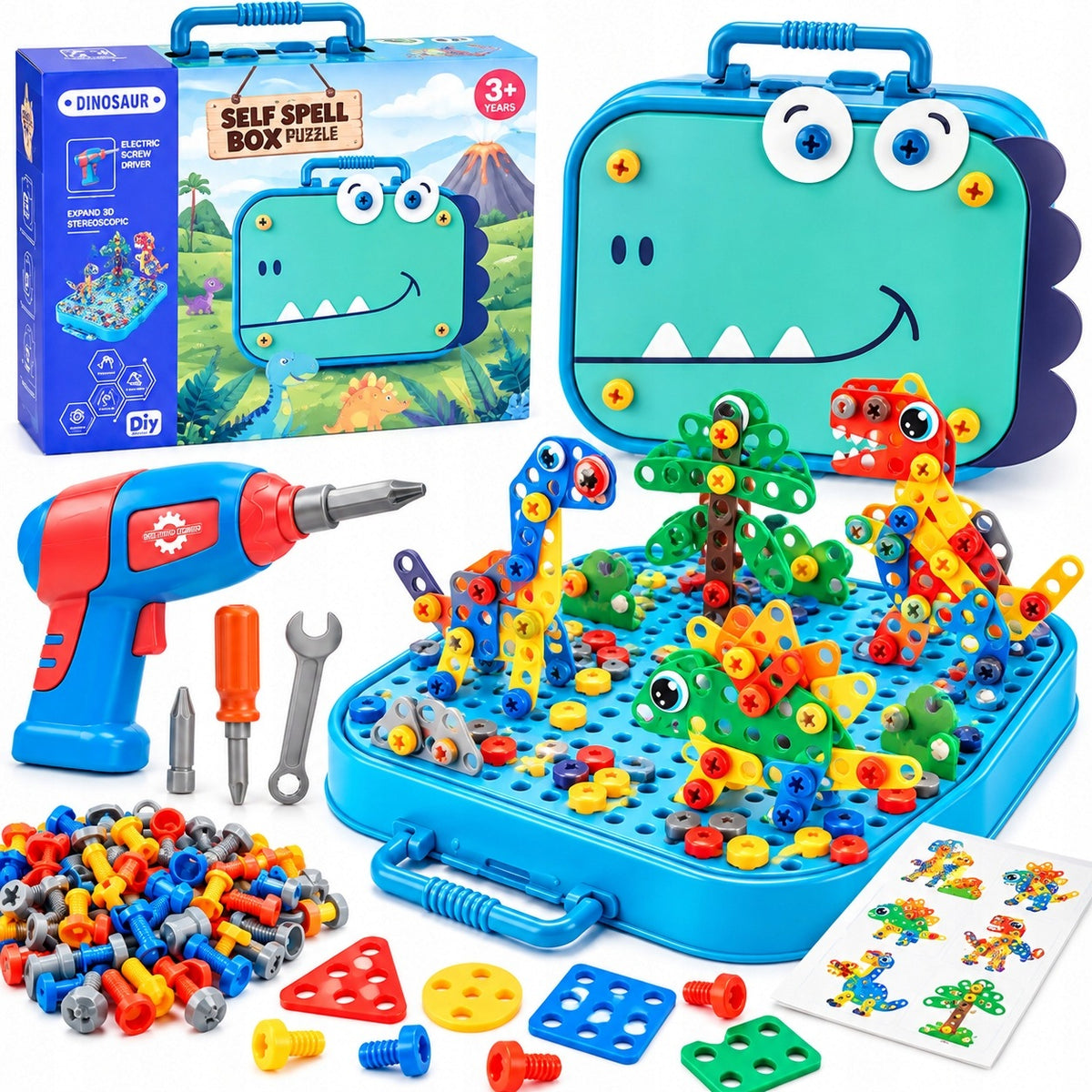BUILDING BLOCKS EDUCATIONAL DINOSAUR 3D SUITCASE MONTESSORI