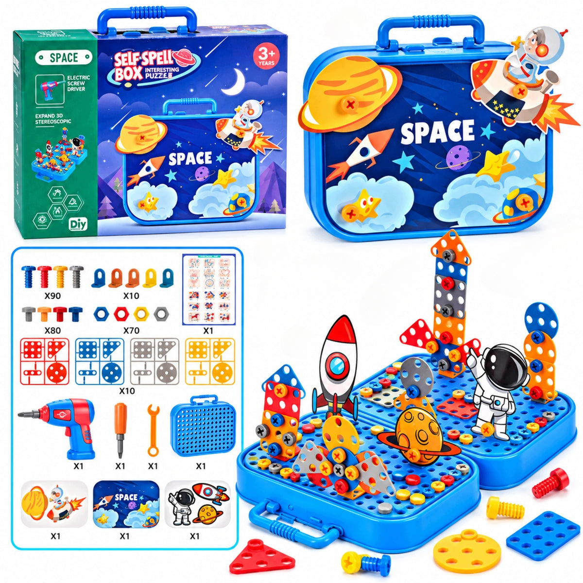 BUILDING BLOCKS EDUCATIONAL SPACE 3D SUITCASE MONTESSORI Packaging status original