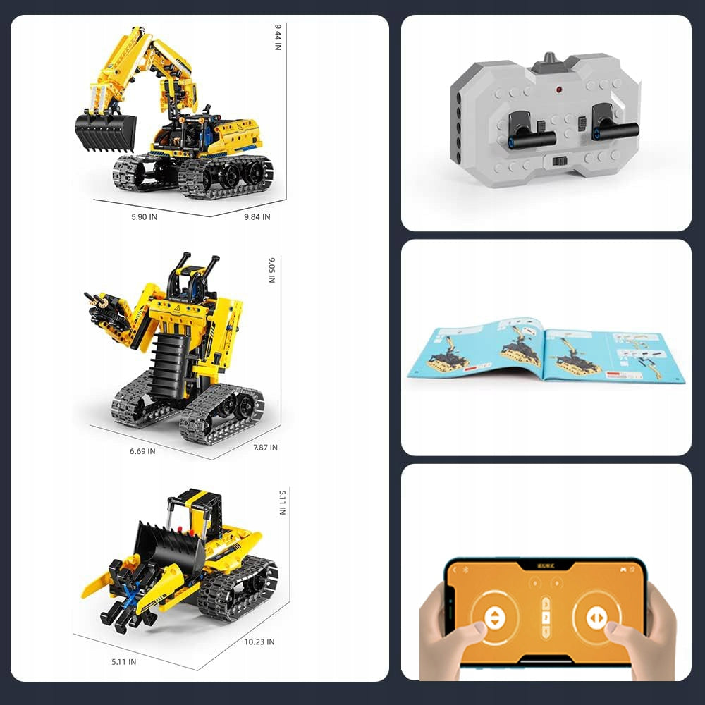 BUILDING BLOCKS EXCAVATOR ROBOT TRUCK 3IN1 RC PILOT + APP 430 PCS Brand no brand