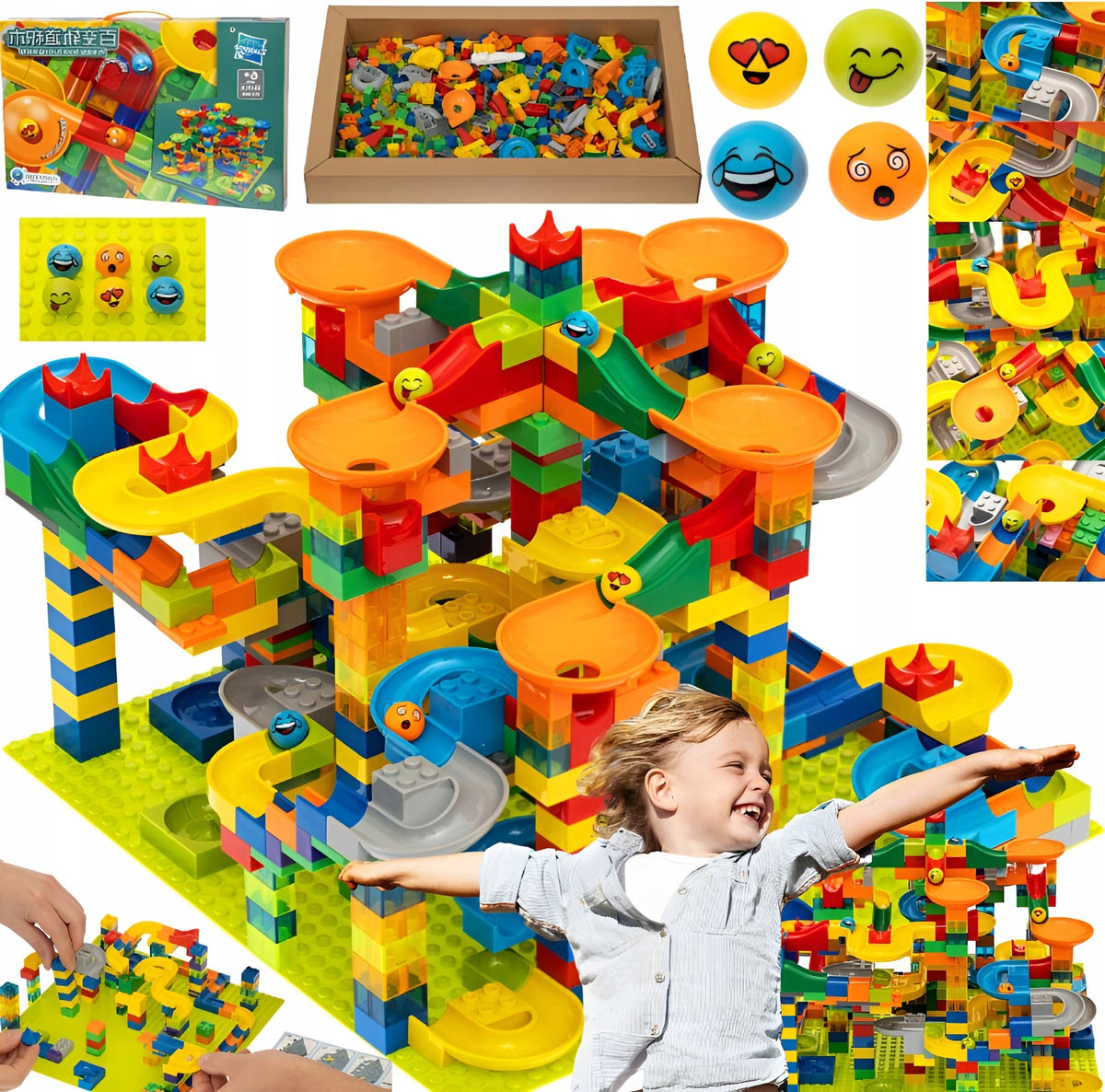 BUILDING BLOCKS PLASTIC CREATIVE SET XXL WITH BALL TRACK 514EL