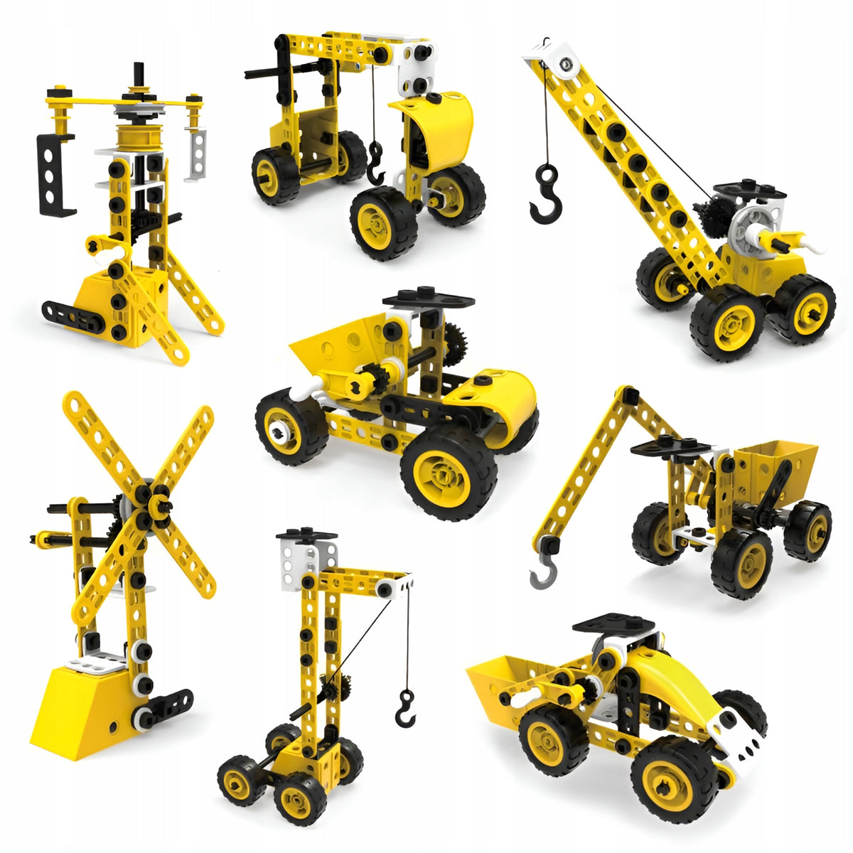 BUILDING BLOCKS SET CONSTRUCTION VEHICLES 8in1 LARGE 100 EL FOR CHILDREN Packaging status original