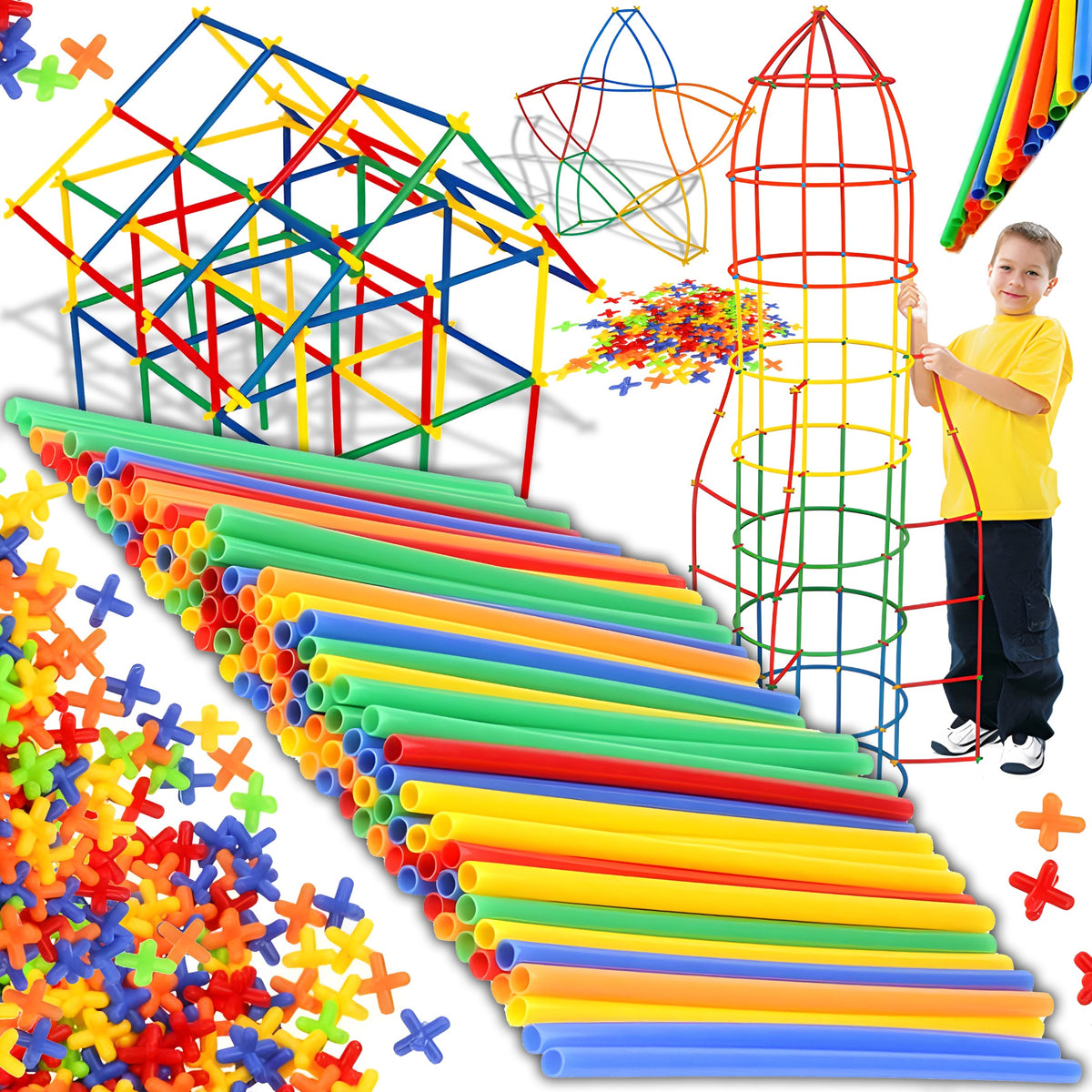 BUILDING BLOCKS STRAW TUBE STICKS CREATIVE SET 400 ELEMENTS