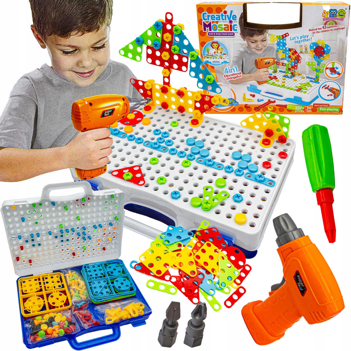 BUILDING BLOCKS Screwdriver screws SET 3D Case Suitcase 237 el.