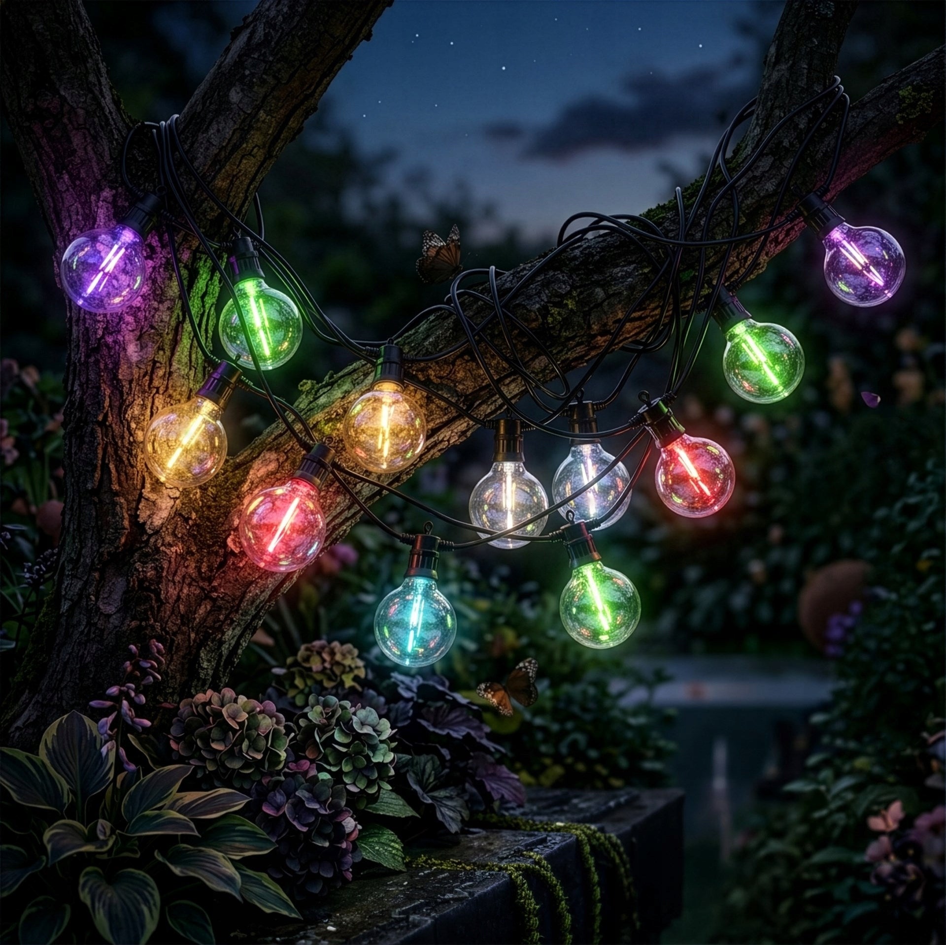 BULB GARLAND 20 LED MULTICOLOR OUTDOOR LIGHTS ELECTRICITY LIGHTING Power supply mains