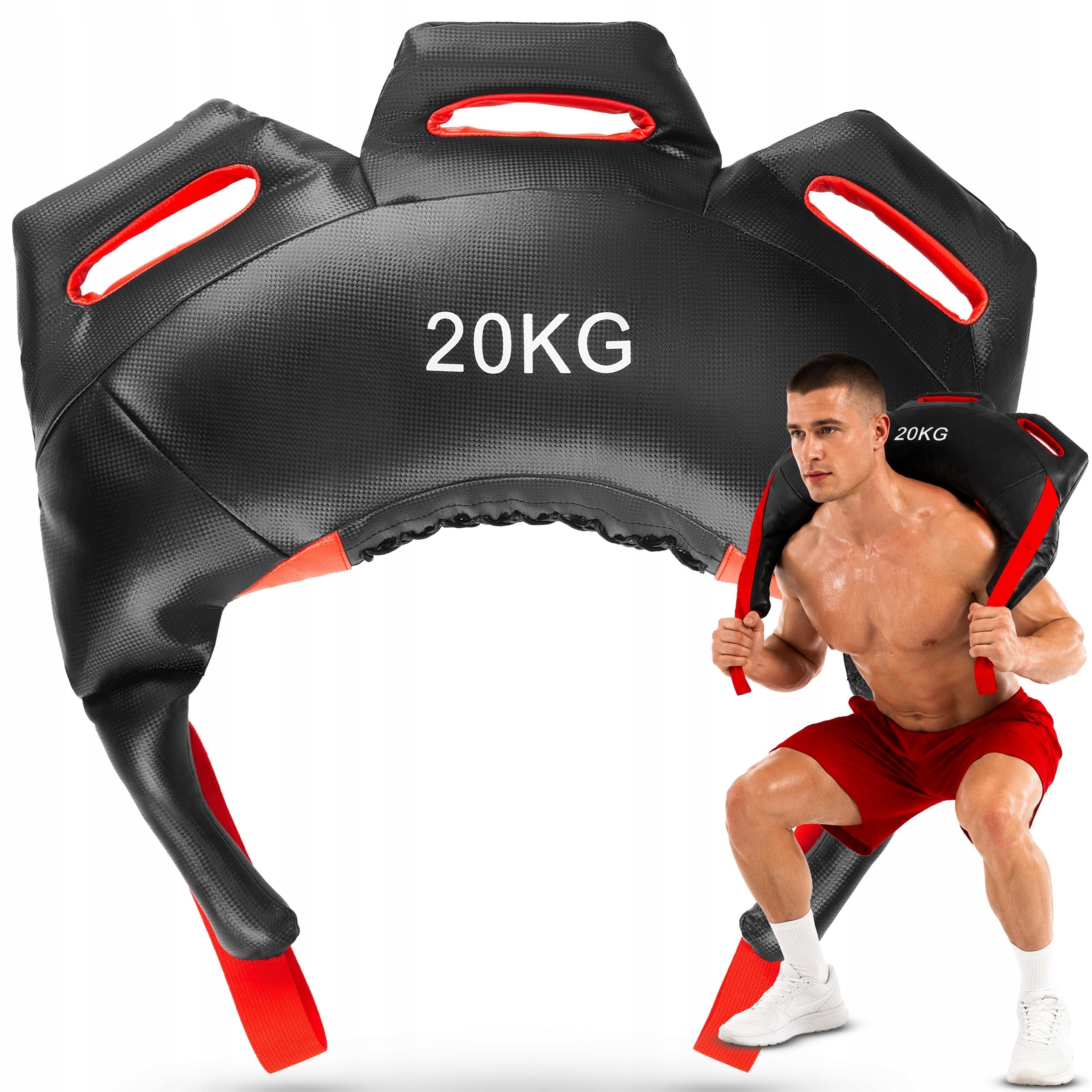 BULGARIAN WEIGHTED MULTI-HANDLE EXERCISE BAG POWERBAG 20KG GYMTEK