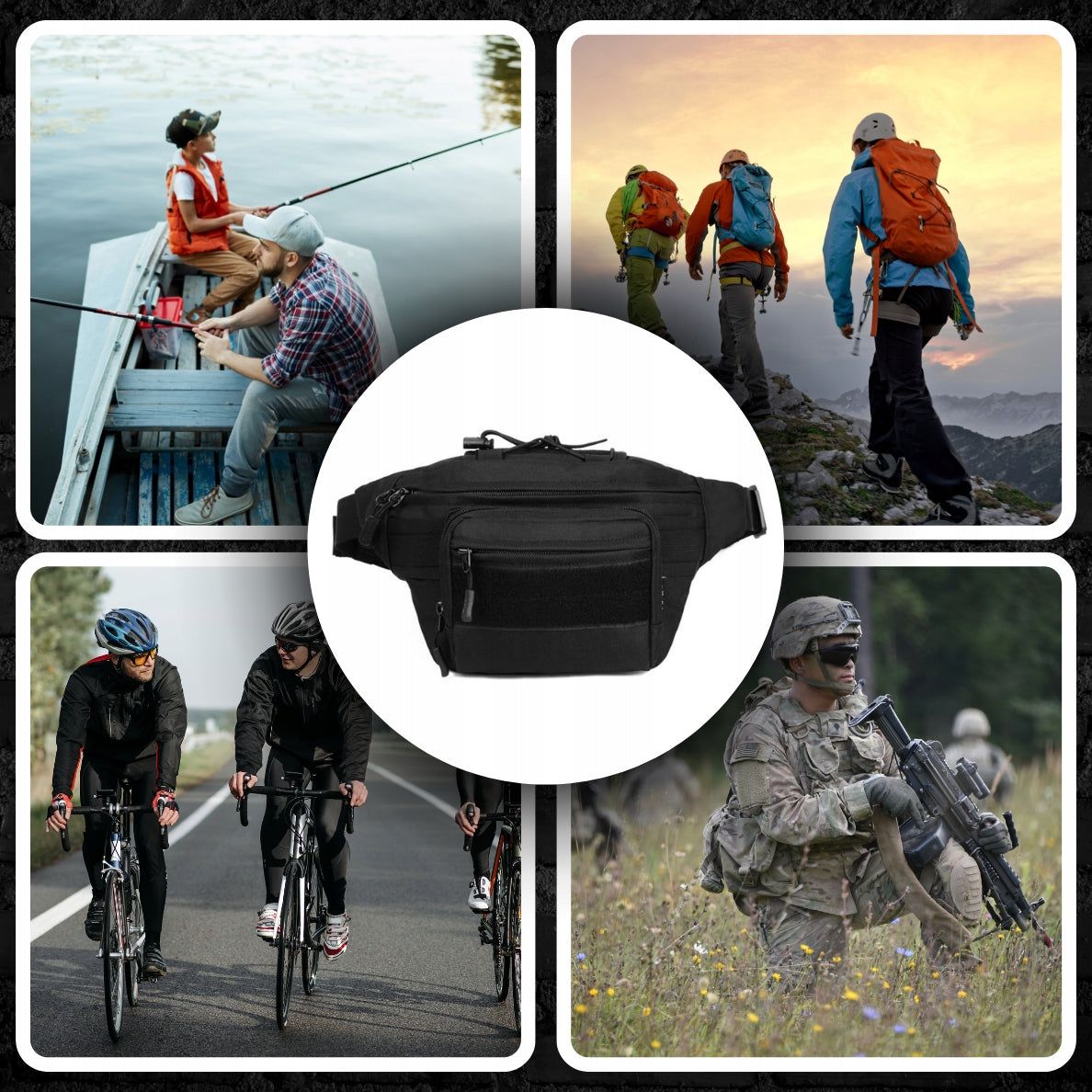 BUM BAG MEN'S SACHET BLACK MILITARY HIP LARGE ROOMY TACTICAL BAG Packaging status original