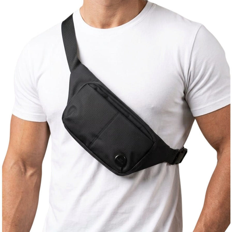 BUM BAG MEN'S SACHET BLACK ROOMY DECENT STRONG TERRAMODA WATERPROOF