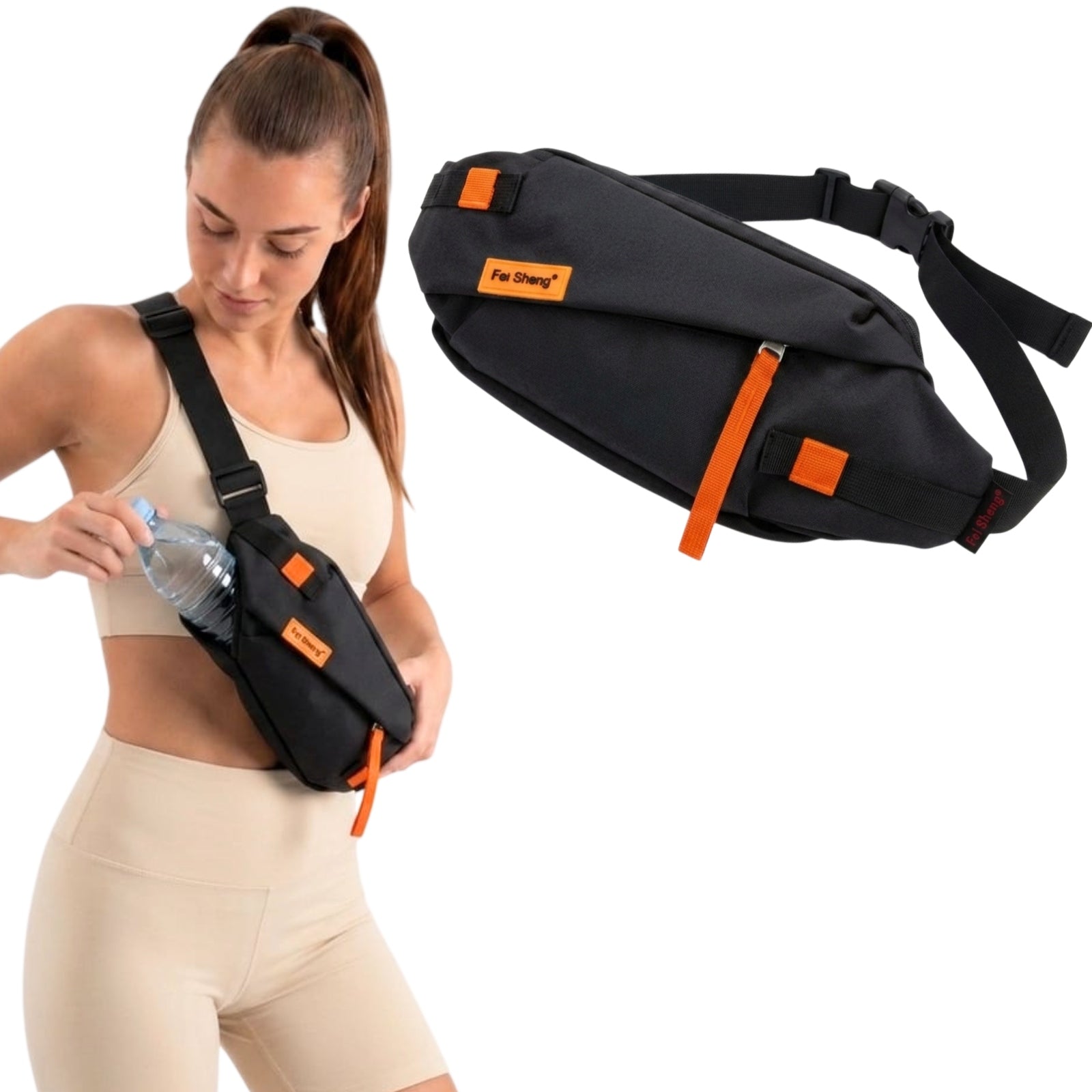 BUM BAG MEN'S SACHET BLACK SPORTS BIKE FOR BOTTLE TERRAMODA