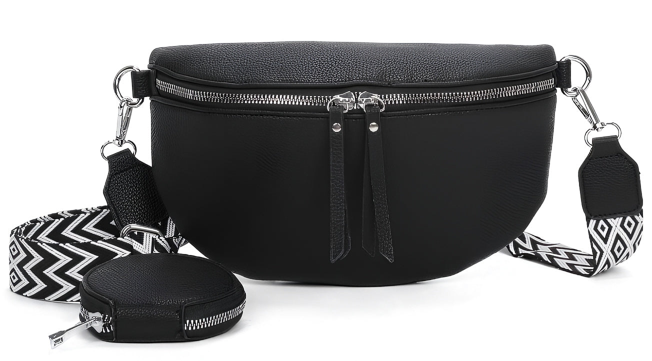 BUM BAG SACHET WOMEN'S CITY BAG ROOMY LEATHER SHOULDER BAG WITH SACHET