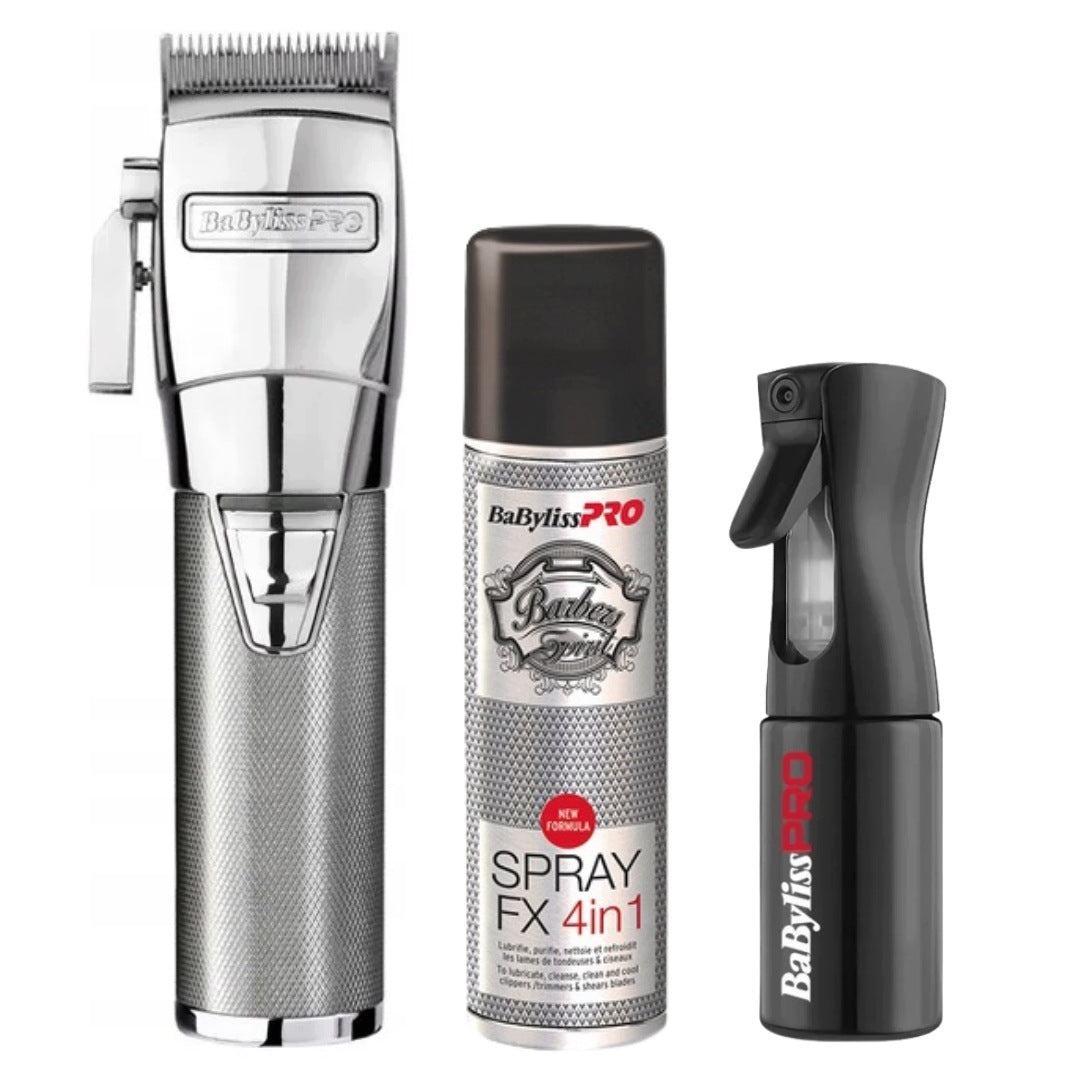 BaBylissPRO CHROMFX Wireless Hair Clipper, Razor Spray