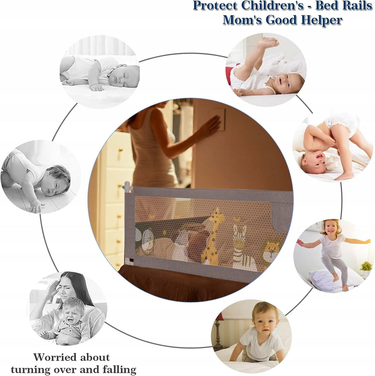 Baby Bed Protective Barrier 200 cm Adjustable, Drop Down, Grey Number of pieces 1 pcs