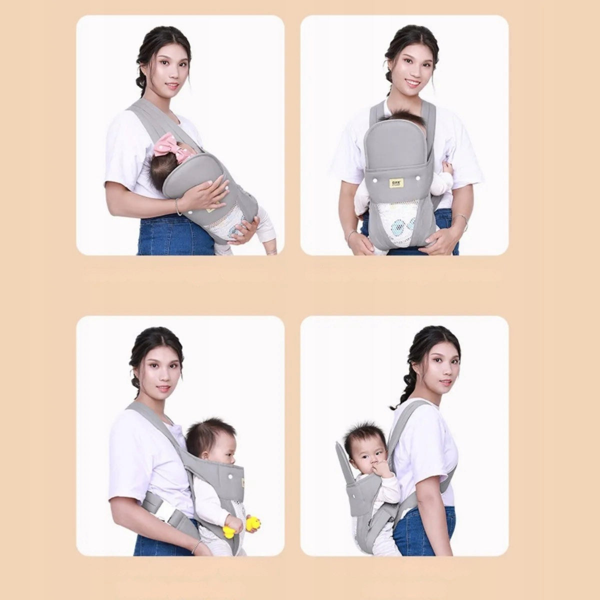Baby Carrier Ergonomic 4in1 to 20kg Adjustable Breathable Designs Packaging status original