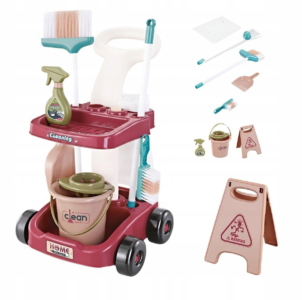 Baby Cleaning Kit Trolley with Accessories Mop Bucket 17in1 (W090)