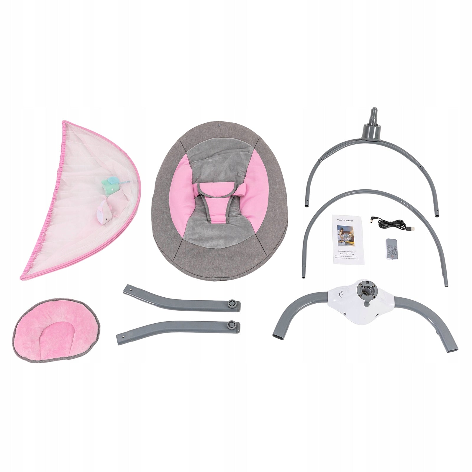 Baby Cradles, Pink Electric Shaking Bed, Baby Swing for 4 Gear, 5V 2W Manufacturer code BWB123