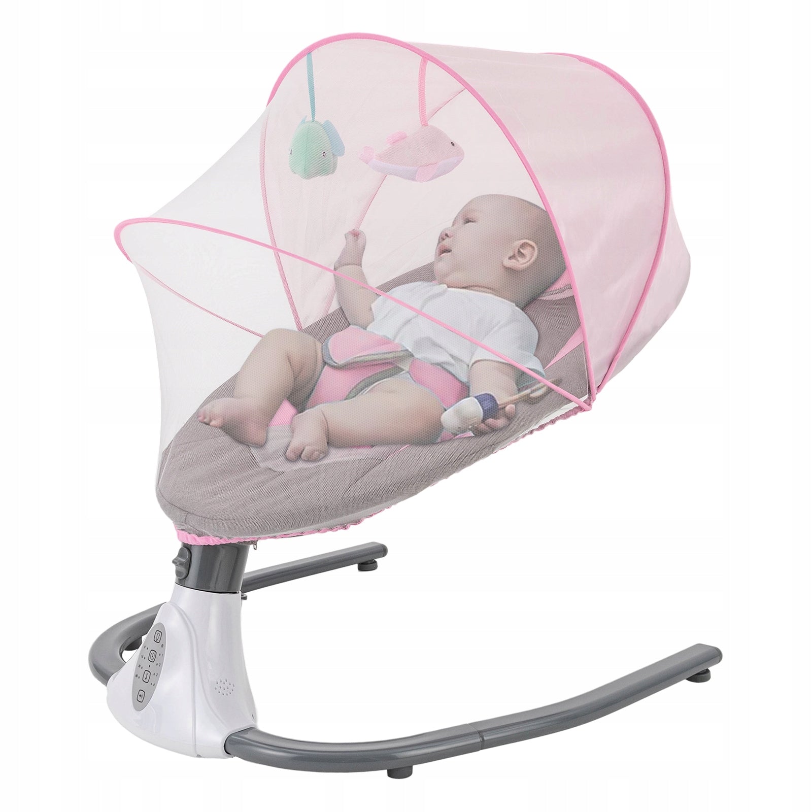Baby Cradles, Pink Electric Shaking Bed, Baby Swing for 4 Gear, 5V 2W