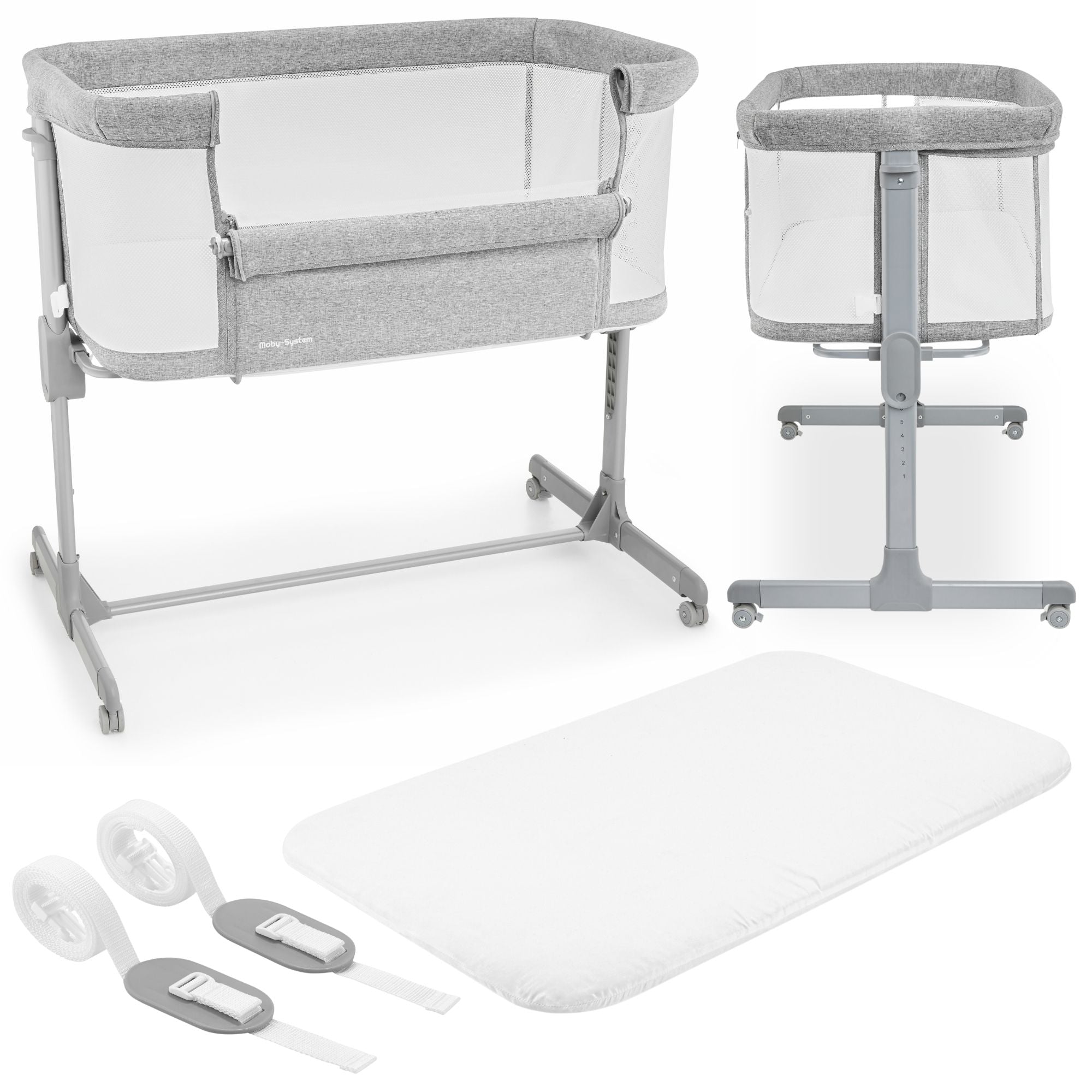 Baby Crib Infant Supplied 3in1 Freestanding Wheels + Mattress