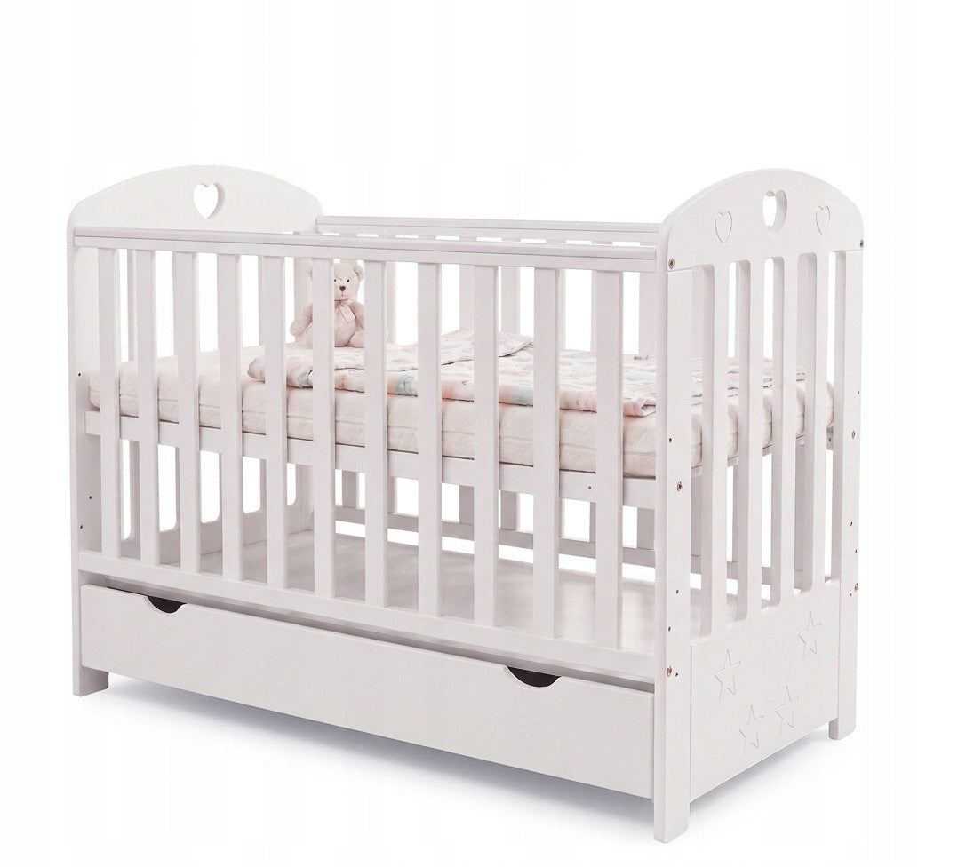 Baby Crib Upholstery SISI 2in1 with Drawer White 120x60 Medical device no