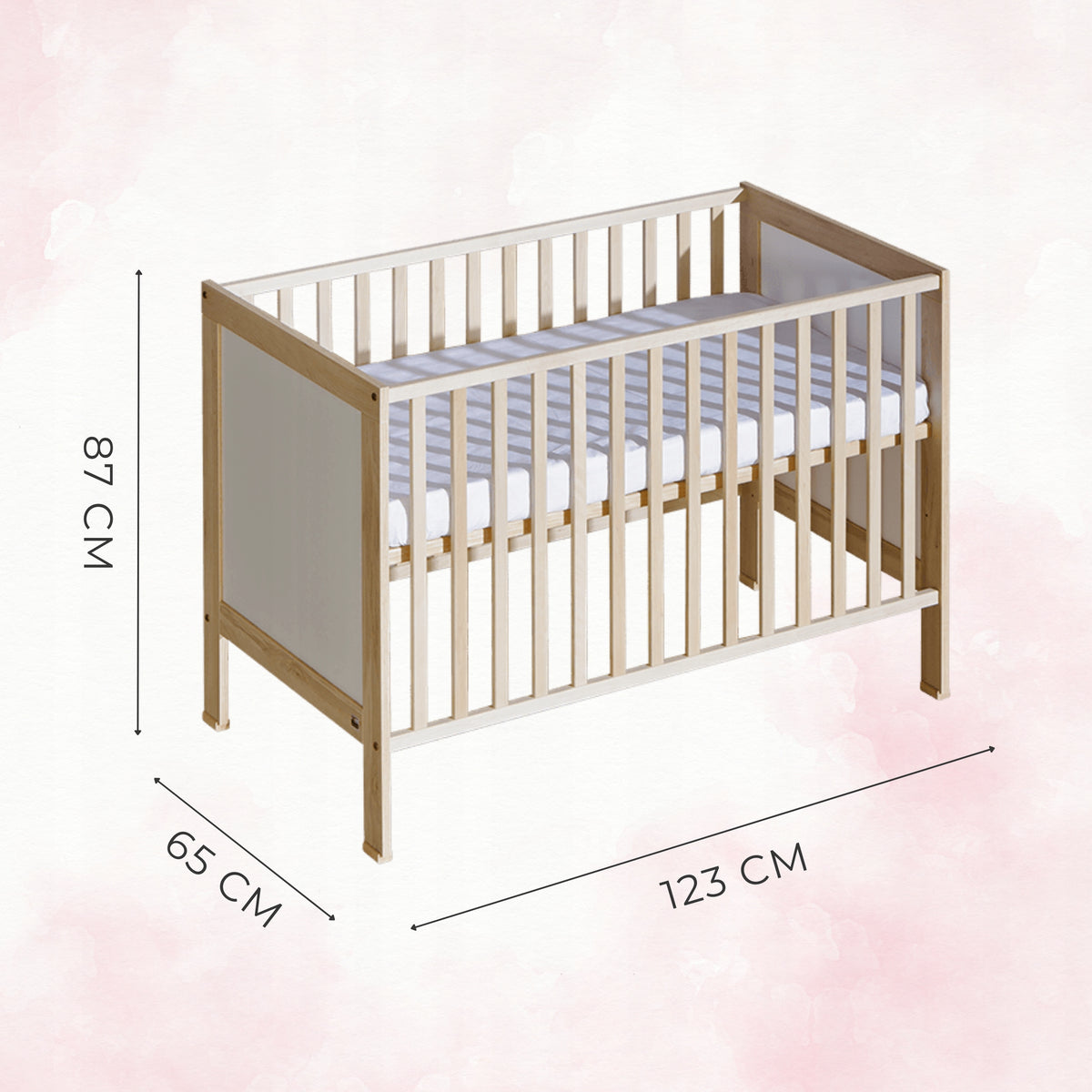 Baby Crib Wooden 120x60 cm Pull-out Rungs - Basic Medical device no