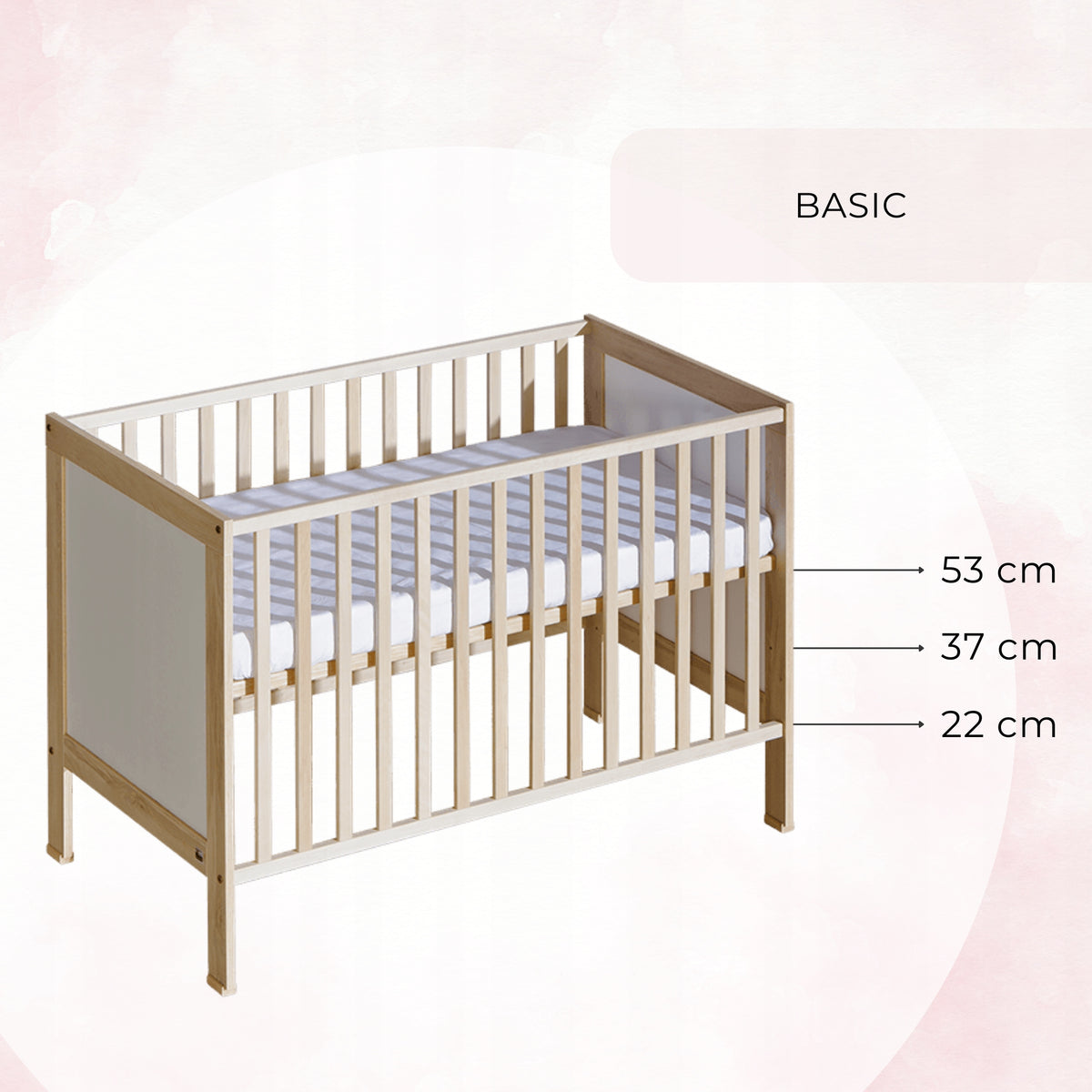 Baby Crib Wooden 120x60 cm Pull-out Rungs - Basic Packaging status original