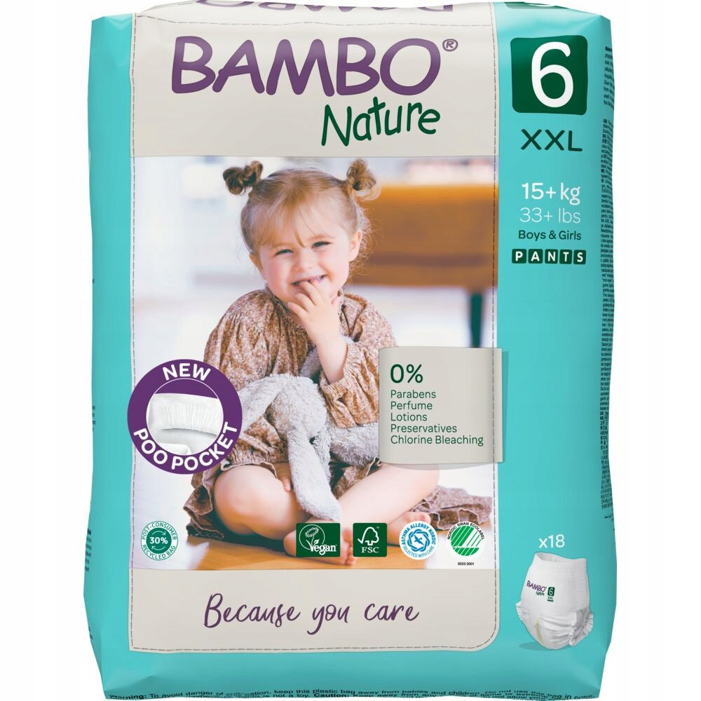 Baby Diapers Bambo Nature 6 (15+ kg, 18pcs) Medical device no