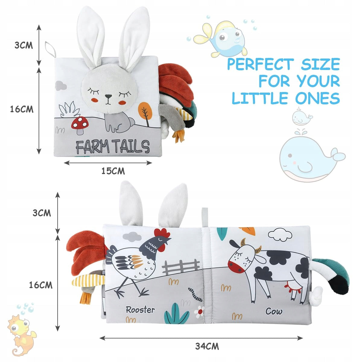 Baby Fabric Book - Animals, Sensory Toy Packaging status original