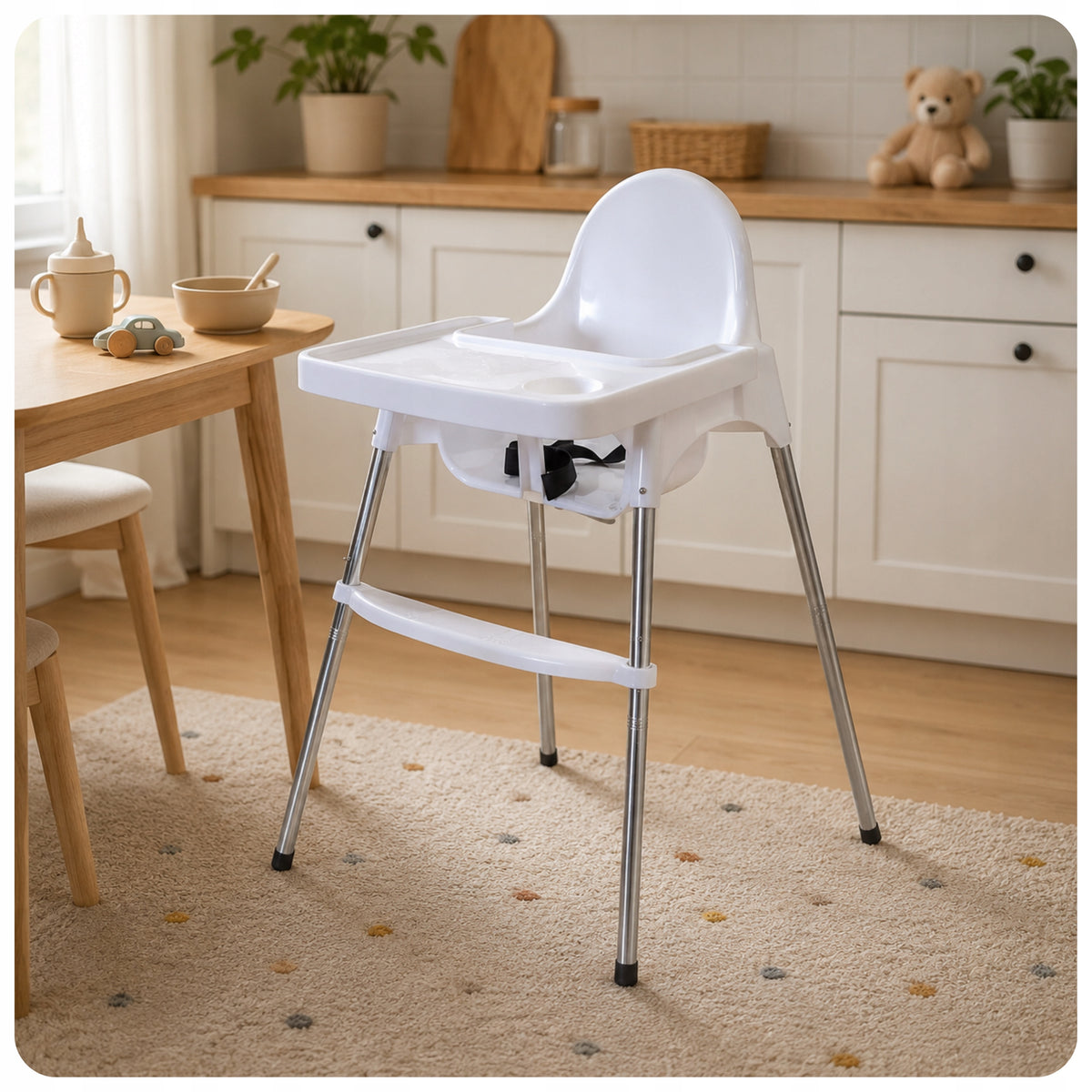 Baby Feeding Chair White Adjustable 2 Heights Max. 15 kg Brand no brand