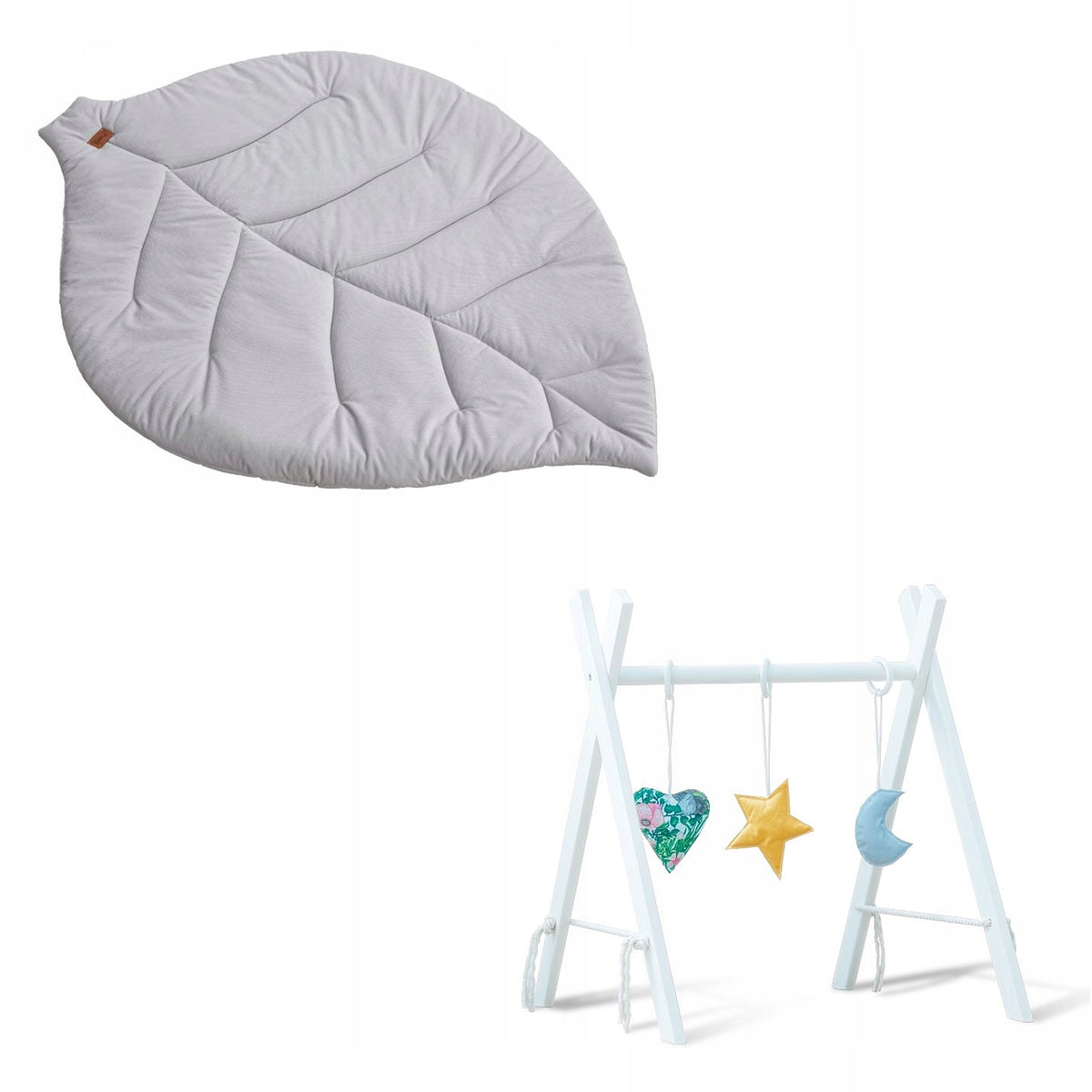 Baby GYM Educational Stand GIMANSTIC stand + gray velvet leaf mattress