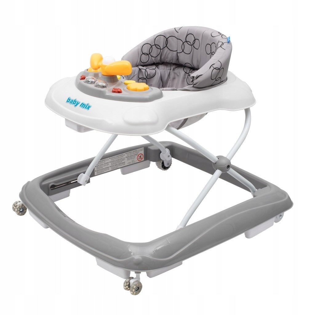Baby Mix Walker with Handlebar Silicone Wheels Interactive Pusher Grey Brand AMIKU