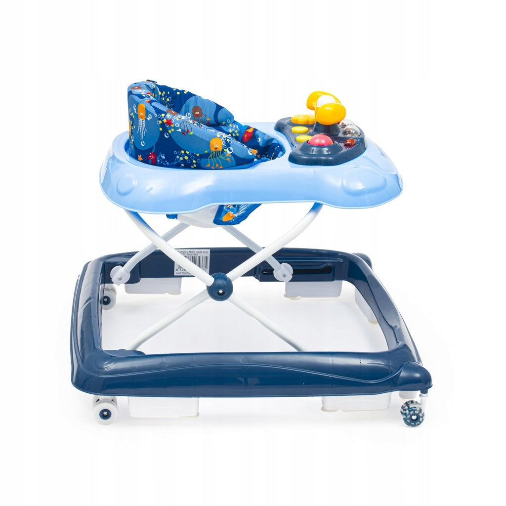 Baby Mix Walker with steering wheel and silicone babymix wheels - DARK BLUE Color blue