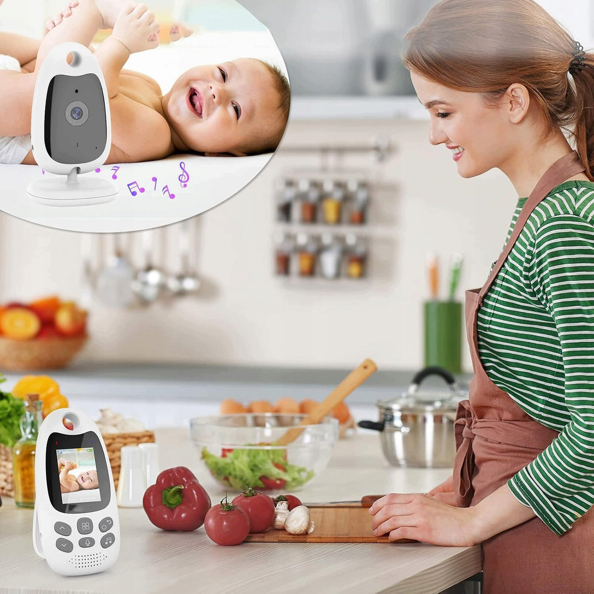 Baby Monitor Electronic Camera Night Mode Audio HD VOX Crying Detection Manufacturer code kamera, termometr, tryb nocny