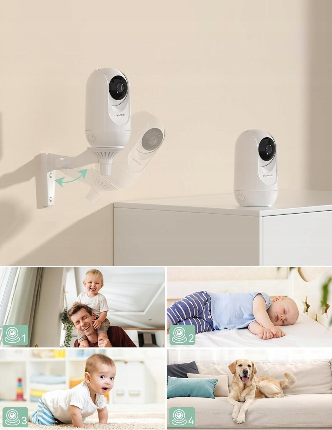 Baby Monitor WiFi Infrared Night Vision Full HD 1080p 5000mAh QV Medical device no
