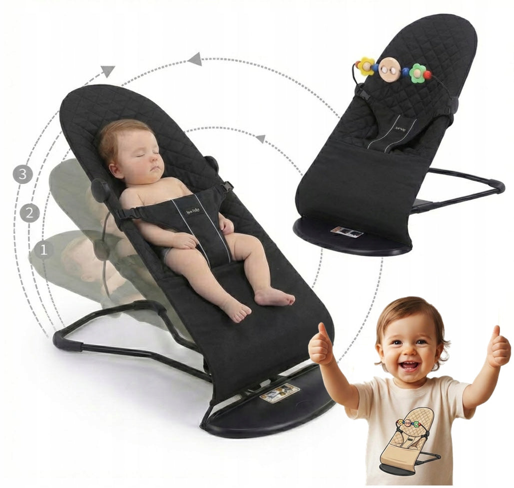 Baby Rocker Sun Lounger Infants Black SAFETY CERTIFICATES