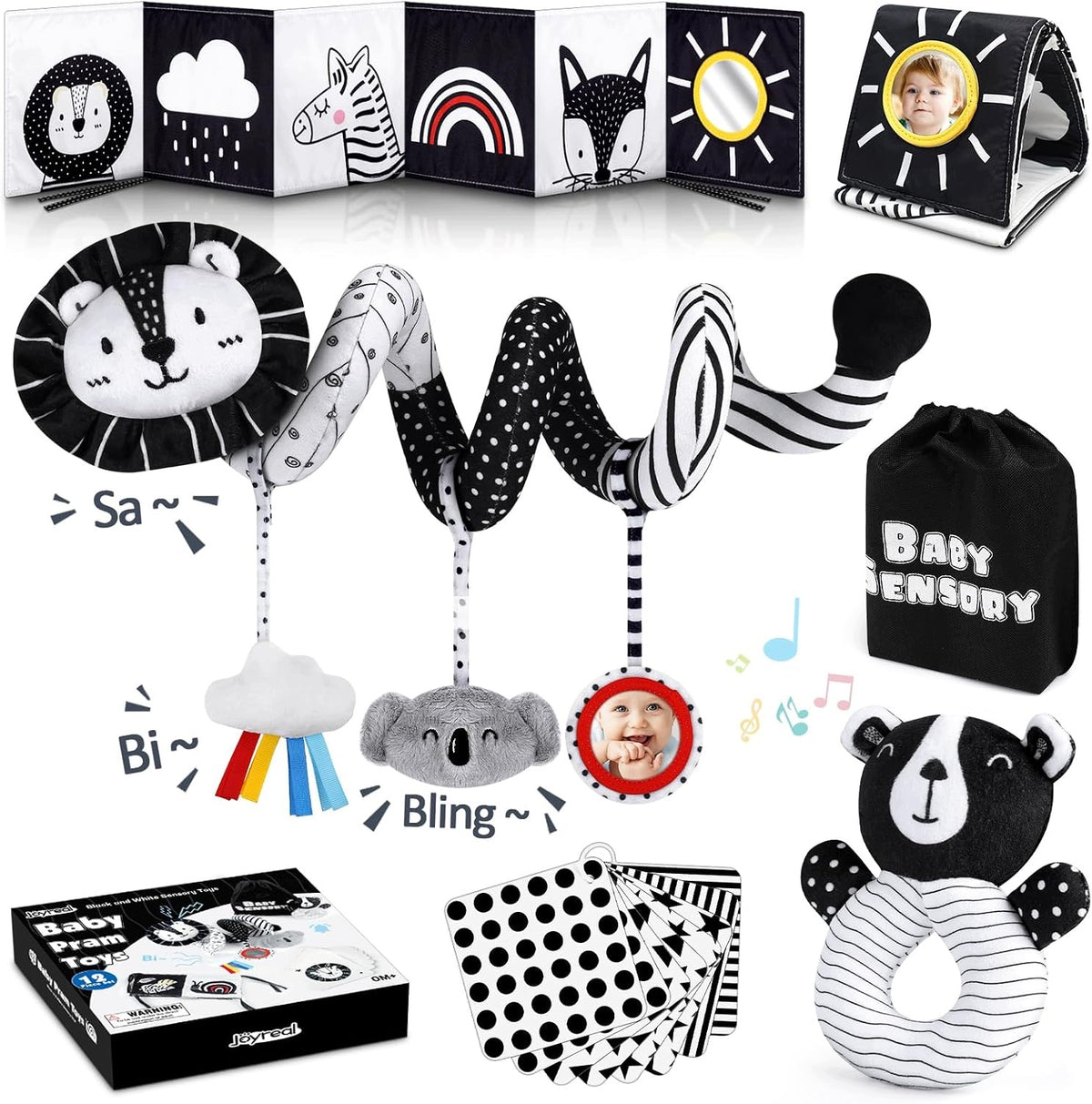 Baby Spiral Black and White Contrast Stroller Toy Size M