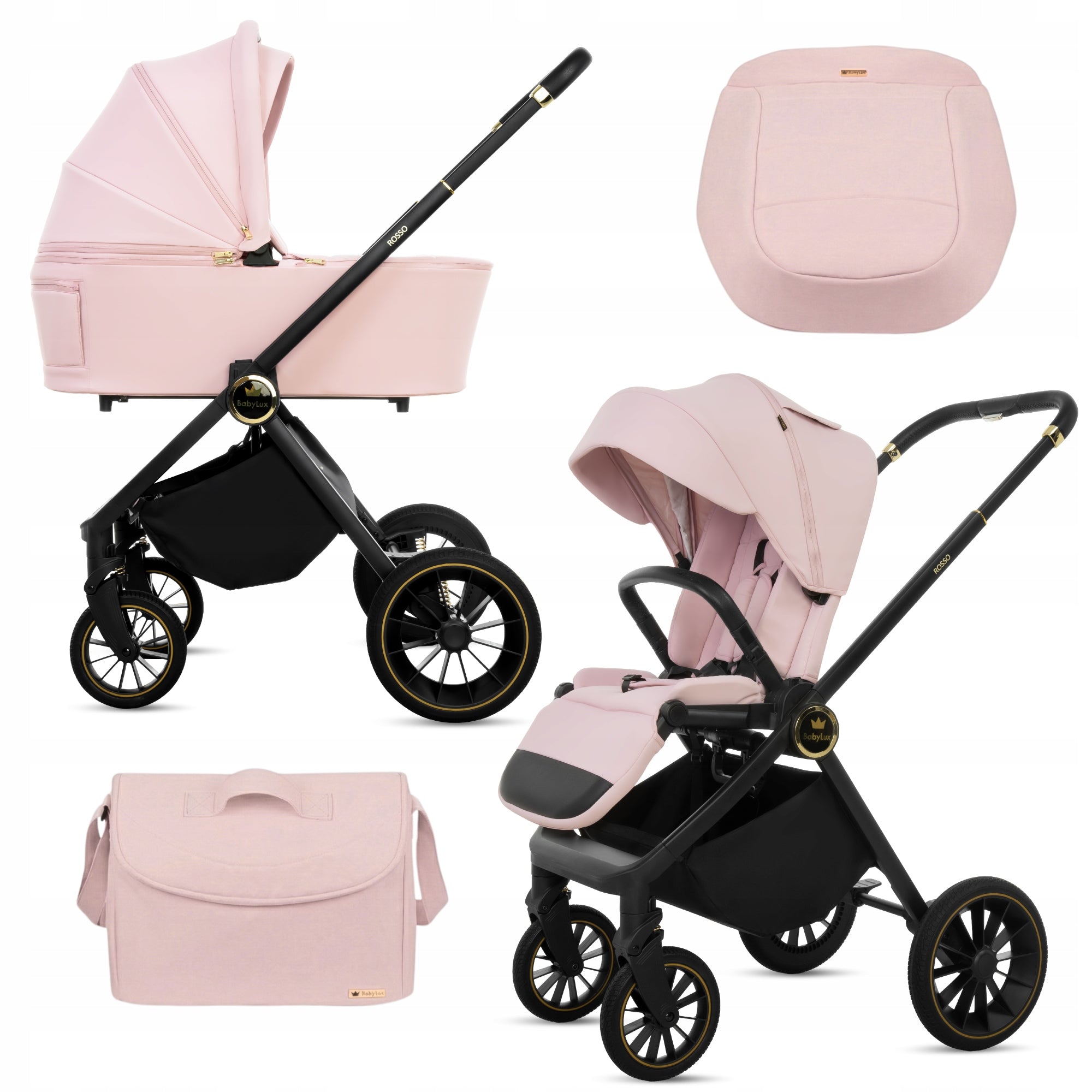 Baby Stroller 2in1 BabyLux ROSSO Stroller Gondola Lightweight Folding Set
